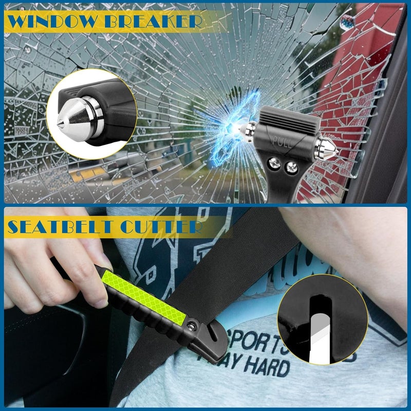 Cleverool Store Car Safety Hammer Window Breaker, 2-in-1 Emergency Escape Tool with Seat Belt Cutter for Women, 4 Pack Perfect Black Safety Escape Hammer for Car, Family - Image 3